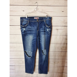 Dollhouse Womens Skinny Jeans Blue Stretch Distressed‎ High Rise Pockets 22
